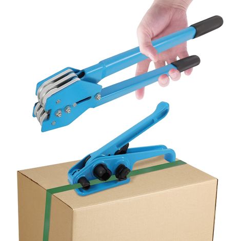 Manuelle Umreifungsset, PET/PP-Umreifung Verpackungsmaschine Verpackungswerkzeug, incl.Versiegelung Spanngerät 100m Umreifungsban 50 Stück Clips, für 12-16 mm Umreifung (1/5)