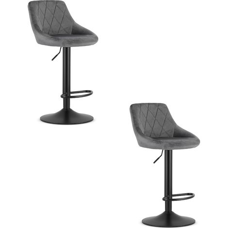 Set di 2 sgabelli da bar Kast in velluto grigio e metallo (1/5)