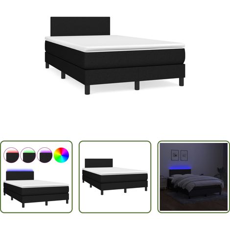 vidaXL LED-Leiste - Boxspringbett mit Matratze & LED Schwarz 120x190 cm Stoff (1/5)