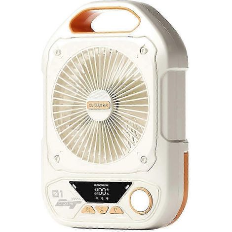 Ventilateur de camping portable d'extérieur avec batterie de 10 000 mAh, lumière LED, oscillation automatique à 90°, sans fil, idéal pour le camping et une utilisation sur un bureau. (1/5)