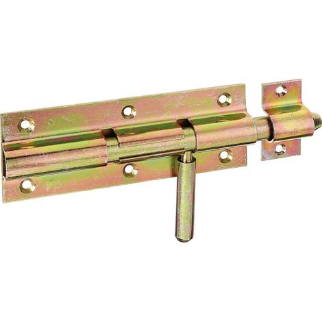 Verrou de box avec poignée ronde et gâche attachée passivé platine 80 x 36 mm Ø du boulon 10 mm longueur totale 110 mm