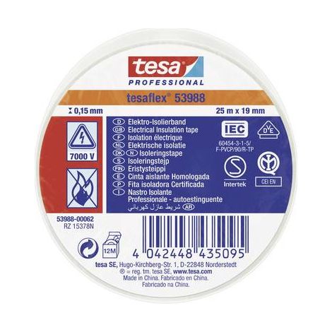 Ruban isolant Tesa 53988 en PVC Blanc 25m x 19mm x 0.15mm ( Prix pour 1 ) (1/3)