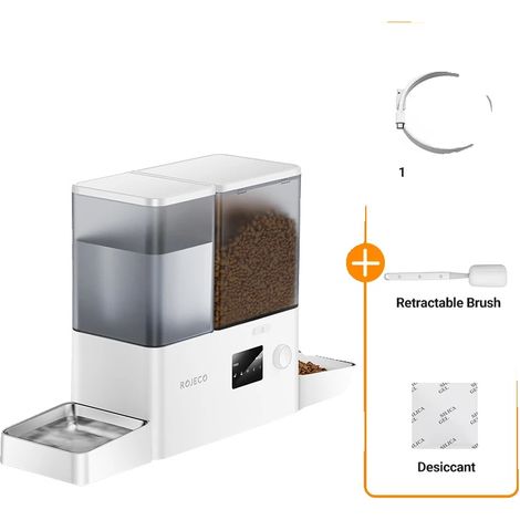 Dispensador automático de comida para mascotas, control mediante aplicación inteligente, 2 en 1 (comida y bebida), versión WiFi. (1/2)
