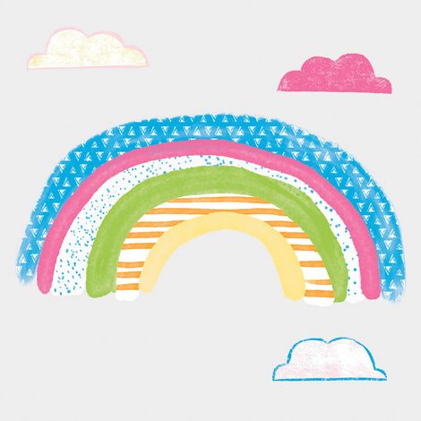 Stickers - Arc En Ciel Avec Nuages colorés (1/3)