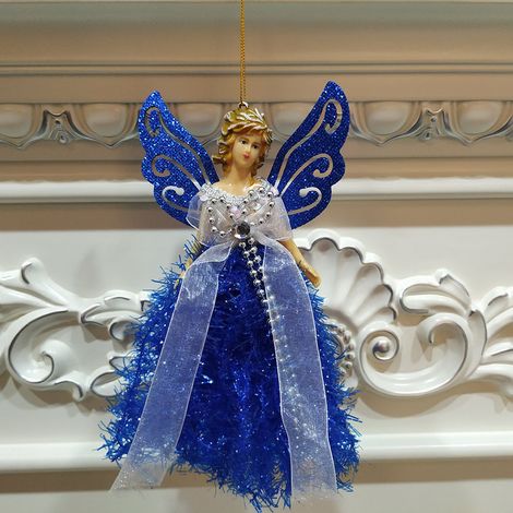 Angel De Noël - Décoration Pour Arbre De Noël - Suspension Pour Porte Ou Fenêtre - En Tissu Et Plastique - 22 X 13 Cm - Or Argent Rouge Rose Bleu - 1 Pièce (1/2)