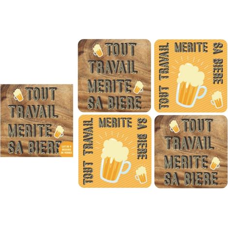 4 sous verres - Tout Travail mérite sa Bière
