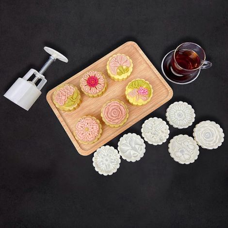 Moule à gâteaux de lune pour la fête de la lune, presse manuelle, emporte-pièces pour gâteaux de lune, accessoires de décoration de pâtisserie (1/4)