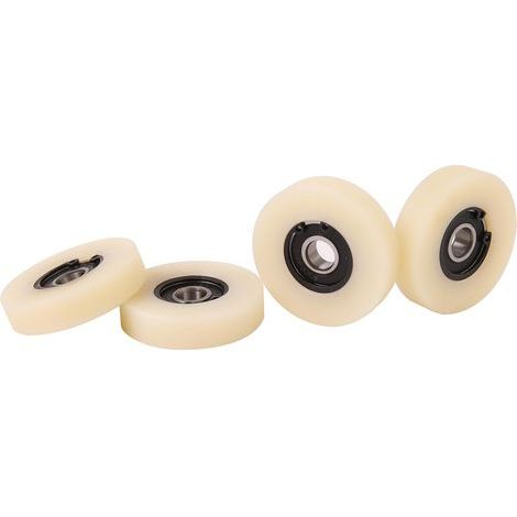 Set di 4 ruote in nylon, diametro 50 mm, larghezza 12 mm, foro 10 mm per cancelli scorrevoli (1/5)