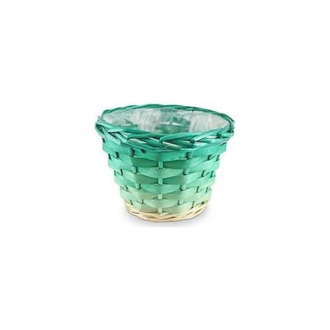 Cache-pot en bois dégradé vert, diam. 22, H. 16 cm (lot de 10)