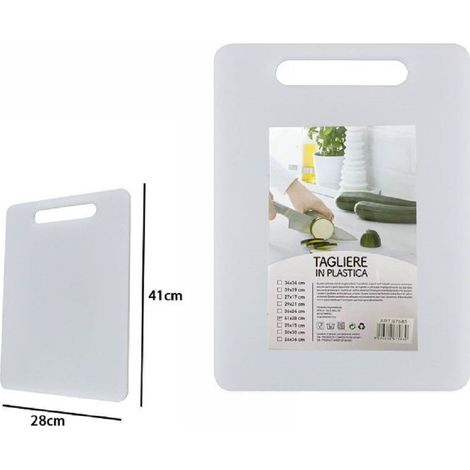 TrAdE Shop Traesio - Tagliere In Plastica Con Manico 41 X 28 Cm Tagliare Verdure Frutta Cucina 67583 - (1/2)