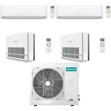 Climatizzatore Condizionatore Hisense Console R32 Quadri Split Hi comfort + Console Inverter 9000 + 9000 + 9000 + 9000 BTU con U.E. 4AMW81U4RJC NOVITÁ Classe A++/A+ (1/2)