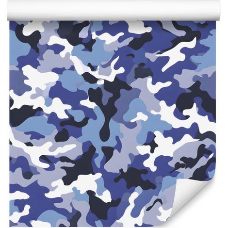 Carta da parati mimetica militare blu e blu navy per soggiorno e camera da letto, 50x1000 cm (1/5)