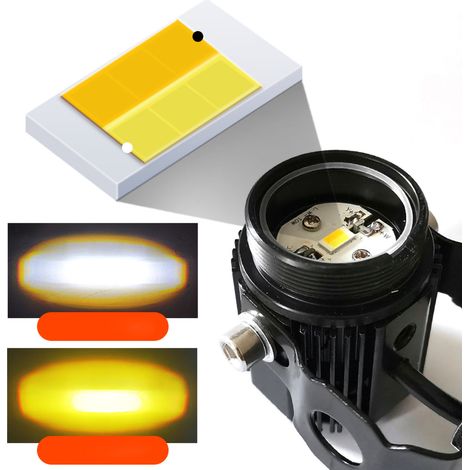 Projecteur LED pour moto, double couleur d'éclairage (feux de route et de croisement), lampe étanche ultra-lumineuse 12-36 V (1/4)