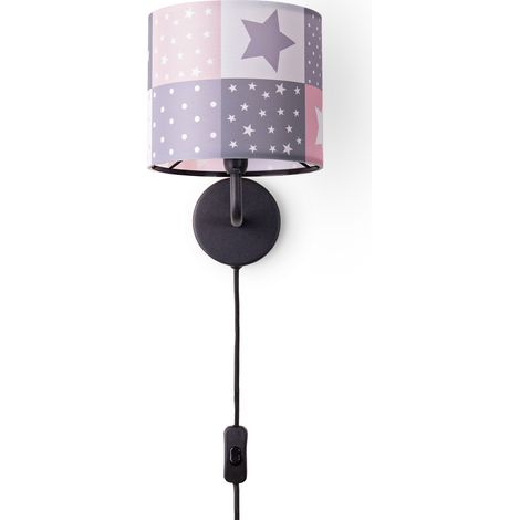 Paco Home Lámpara Mesilla Noche Habitación Infantil Mesa Colorida Aplique Pared Arco Iris Lámpara de pared - Negro, Diseño 3 (Ø18 cm) (1/3)