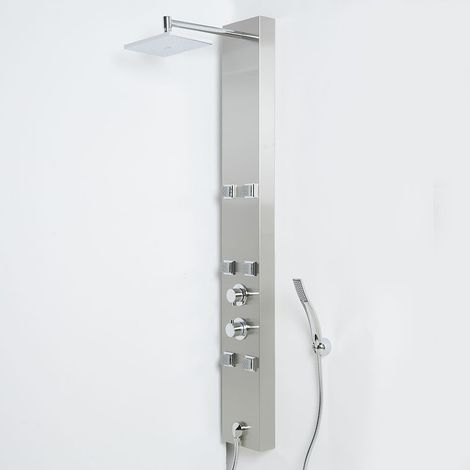 Milano Easton Exposed Thermostatic Shower Tower Panel with Rainfall Shower Head Hand Shower Handset & Body Jets - Chrome