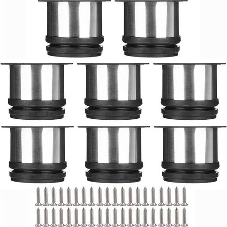 Lot de 8 Pieds de Meubles, Pied Cuisine Réglables Ø 50 mm/Hauteur 50 mm Ronds Métal Acier Inoxydable Canapé Jambe Table Pieds (1/5)