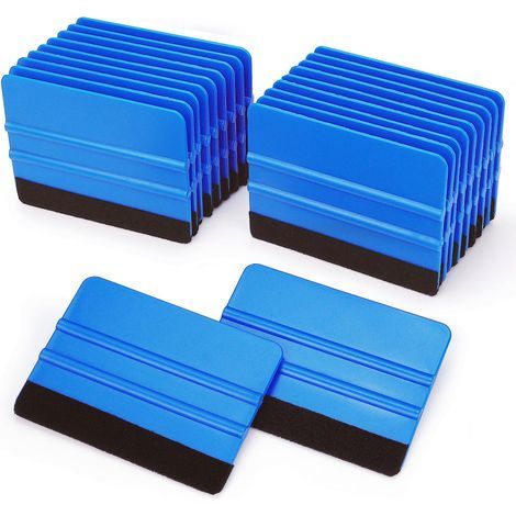 Kit de 20 outils de raclette pour teinture de vitres de voiture - Applicateurs en plastique bleu 10 x 7 cm (1/5)