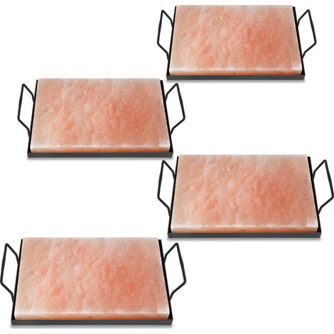 SWANEW Pietra di sale con supporto Pietra di sale per barbecue Set barbecue XL 30x20x3cm Piastra di sale per pasti 4X (1/5)