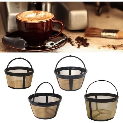 Filtre à café ou panier, 4 filtres, 12 tasses, 4 unités, en métal, réutilisable, pour 2 tasses-AquaForge (1/5)