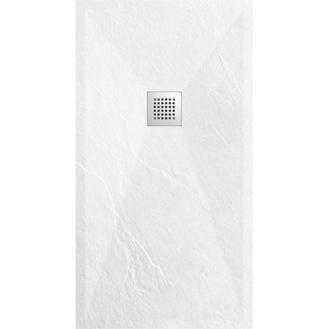Balneo Receveur de douche extra-plat, en résine 80x100x2,5cm, recoupable sur mesure, texture Ardoise, blanc, Stone Tray (1/5)