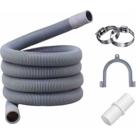 Tuyau d'évacuation, 1.5 m, 3/4", y compris support et colliers de serrage, pour machine à laver et lave-vaisselle (1/5)