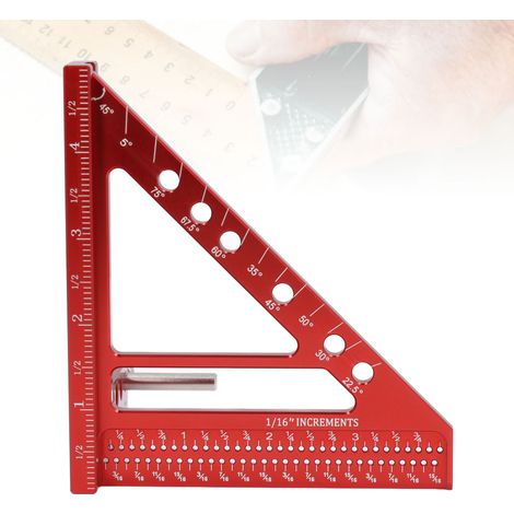 12,7 cm (5 Zoll) 3D-Mehrwinkelmesslineal, Zimmermannswinkel mit Winkelmesser und Gehrungsdreieck (22,5°-90°), Präzisions-Markierungslineal aus Aluminiumlegierung zur Lochpositionierung (imperiale Skal (1/5)