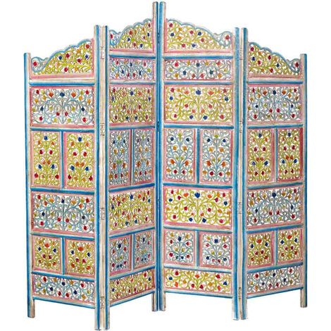 Biombo de madera artesanal multicolor, 50x25x180h cm (1/5)