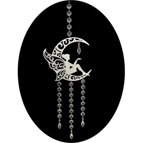 Decorazione per finestra ciondolo fata sulla luna ghirlanda grande argento altezza 100