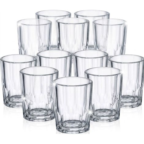 Set 12 Bicchieri Vino e Amaro a Coste 12 a Litro Tipici da Cantina Osteria Calabrese Vetro Trasparente Ø 6 cm H 7.5 cm bicchierini Piccoli per Liquori da taverna locanda vintage Bar Ristorante HORECA (1/5)