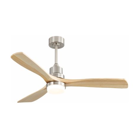 Ventilateur de plafond de 52 pouces avec éclairage LED à intensité variable, 6 vitesses, 3 pales en bois, moteur à courant continu réversible et télécommande pour