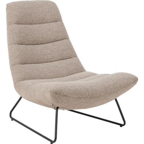 Fauteuil lounge en tissu bouclette beige - WESTON (1/5)