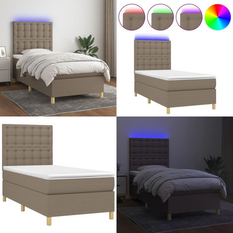 Boxspringbett mit Matratze & LED Taupe 80x200 cm Stoff - Boxspringbett - Doppelbett - Lattenrost - Bettsofa - Schlafsystem - Home & Living (1/5)