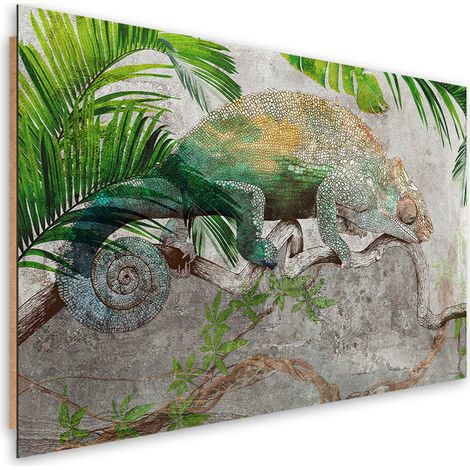 Quadro deco panel, Camaleonte sul ramo della giungla - 100x70 (1/5)