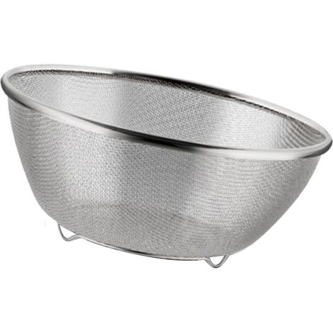 Passoire de cuisine multifonctionnelle en acier inoxydable, bol à riz, égouttoir à aliments avec pied pour fruits et légumes, 28 x 12 cm / 11 x 4,7 pouces (1/5)