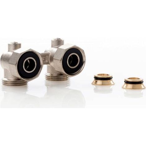Simplex Hahnblock E2/50 Standard, Eckform, für Heizkörper mit ¾ Zoll AG