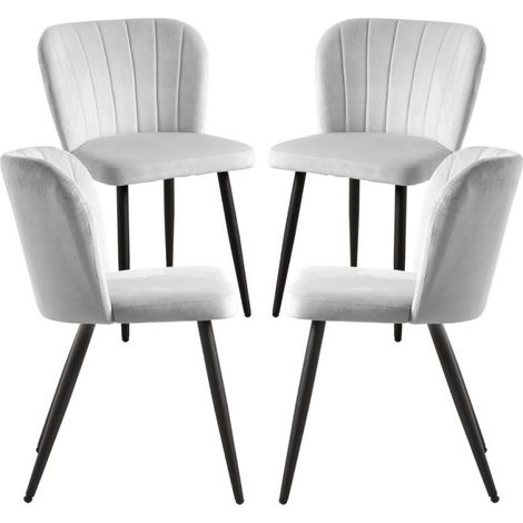 Packs Sillas Comedor - Pack 4 Sillas Luk Terciopelo - Gris claro (1/5)