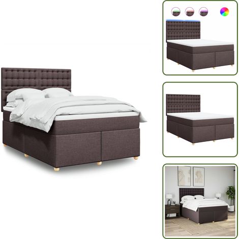 The Living Store Sommier à lattes de lit avec matelas Marron foncé 160x200 cm - Matelas à ressorts ensachés (1/5)