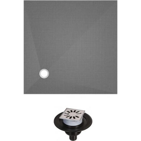 Receveur de douche à carreler 90 x 90 WEDI Fundo Primo carré écoulement excentré + bonde verticale