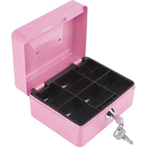 Coffre-fort avec serrure à clé, portable en acier ignifuge, étanche, avec petite combinaison, antivol pour la maison, le bureau, les bijoux, les documents (rose) (1/5)