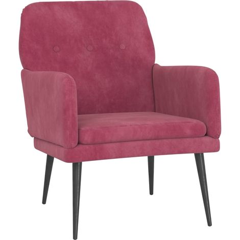 Poltrona lounge moderna e di design con braccioli 62 x 79 x 79 cm in velluto rosso DEC028668