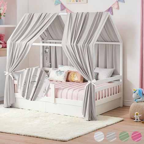 Lot de 2 rideaux de ciel de lit, ciel de lit, en mousseline, rideau de lit de maison, rideau de lit domestique, décoration de chambre d'enfant pour filles et garçons, baldaquin, lit d'enfant (H x l (1/5)
