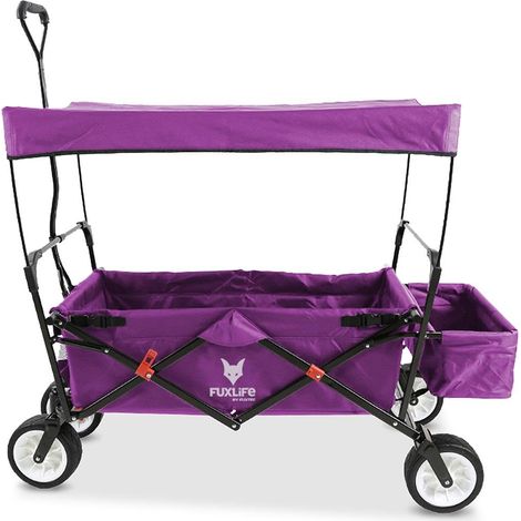 Chariot pliable pourpre 12 kg, transport enfants et bagages, sacoche arrière (1/5)