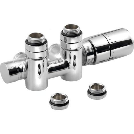 Sapho Twin Combi - Jeu de raccordement thermostatique, raccordement central 50 mm, version droite, chrome CP5010S (1/4)