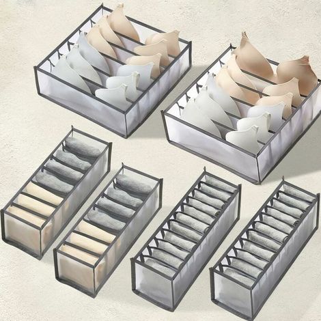 Boîte De Rangement Pour Sous-Vêtements - 6 Pièces - Compartiments Multiples - Pliable - Tissu Oxford Et Nylon - Pour Tiroir Ou Placard (1/5)
