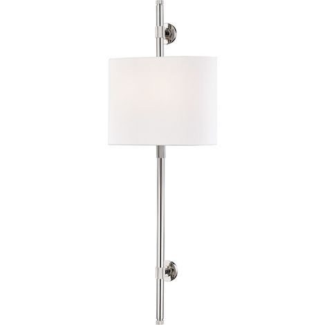 Bowery Applique murale à 2 ampoules nickel poli, lin