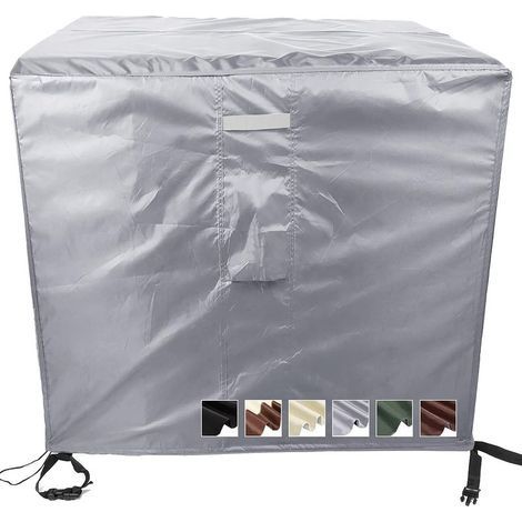 Housse Salon de Jardin avec grilles d’aération 60x60x60cm Housse de Protection pour Table Chaise Meubles Housse de Table Jardin bâche Salon de Jardin carré Robuste Tissu Oxford 420D-Argent (1/5)