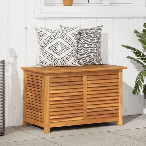 Boîte de rangement de jardin persiennes 90x50x56 bois acacia (1/5)