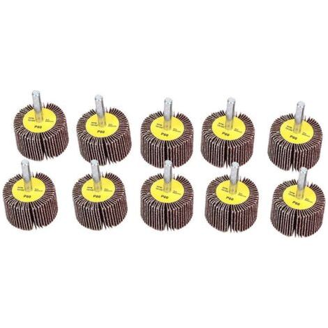 Lot de 10 roues à feuillets abrasifs 40mm – Pour polissage acier inoxydable et surfaces concaves – Tige de 6mm – Efficacité de meulage élevée - 10pcs (1/5)
