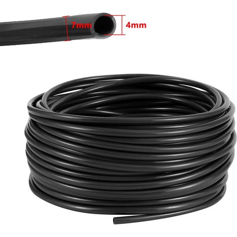 Tuyau d'arrosage de jardin (4-7 mm - 10 mètres) en PVC noir, diamètres 3/5 mm, 4/7 mm et 8/11 mm, pour micro-irrigation et arrosage goutte à goutte. (1/5)