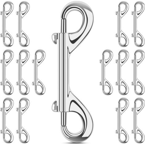 15 mousquetons robustes à double clip pour suspendre le matériel d'équitation, les gamelles, les laisses, les colliers et les porte-clés pour chiens. Fabriqués en alliage de zinc. (1/5)